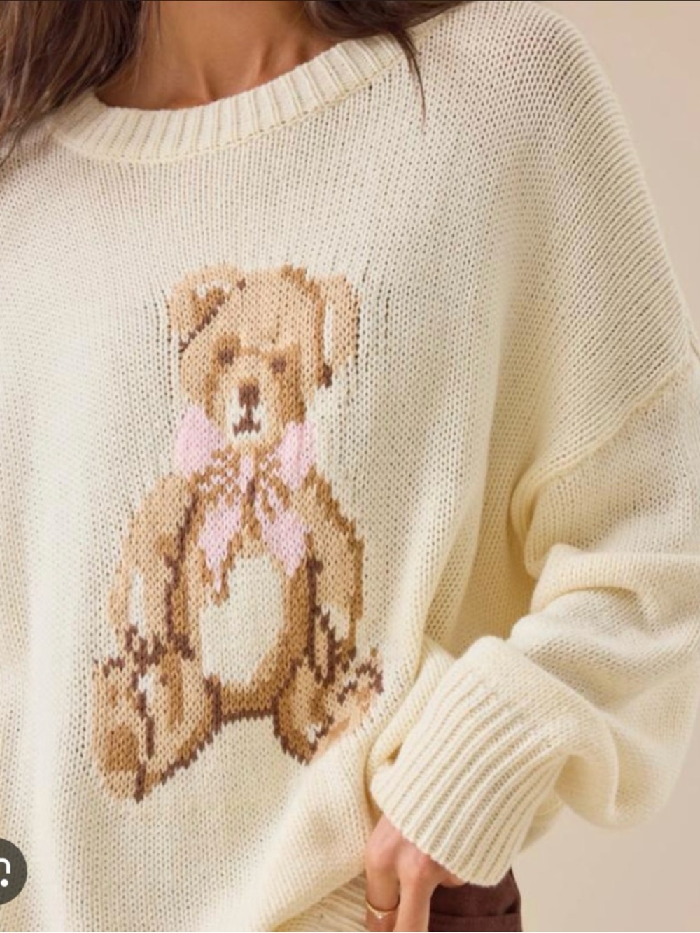Altar'd State Cream Teddy Graphic Crewneck Sweater - Picture 2 of 6